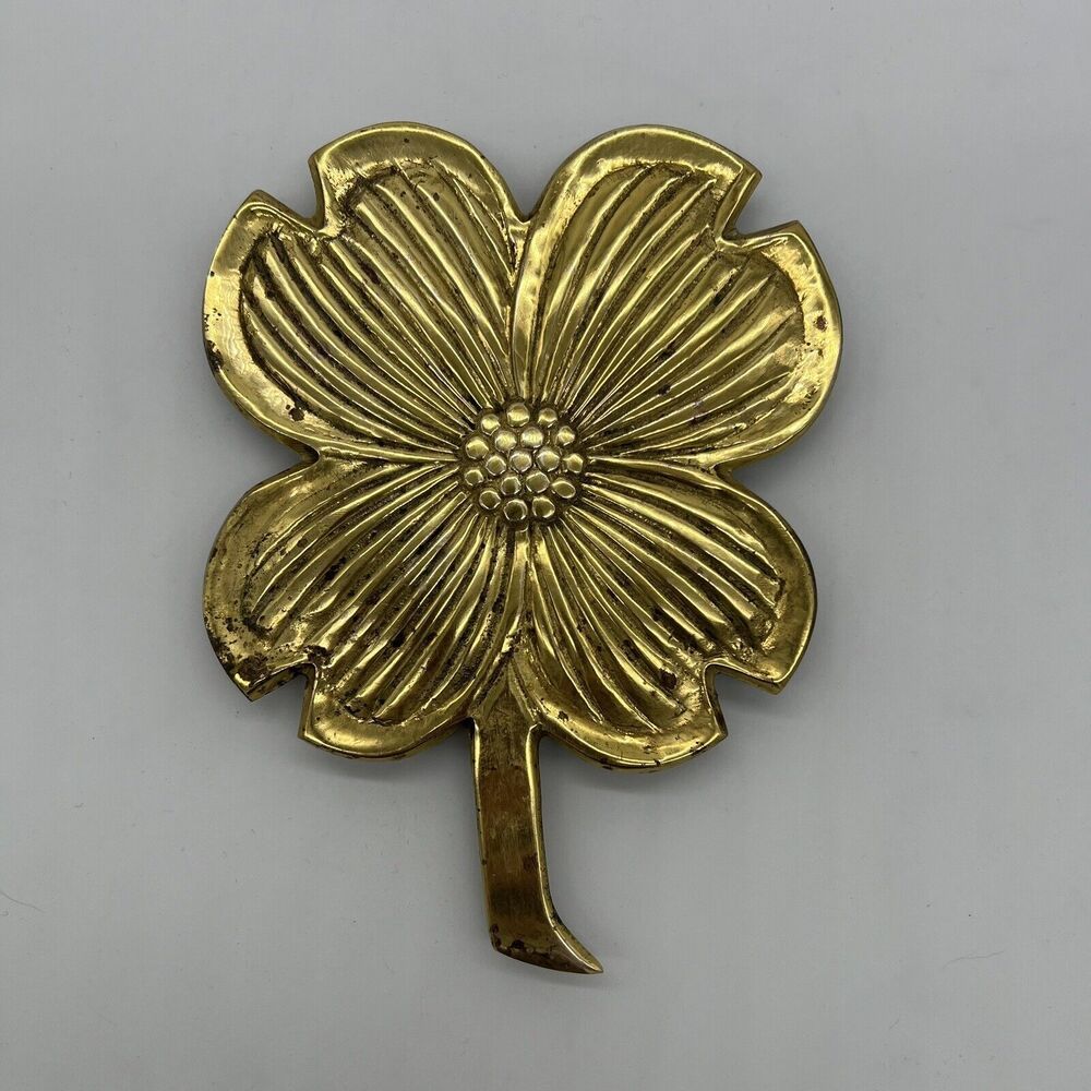 Vintage Hampton Brass Dogwood Blossom Brass Trivet